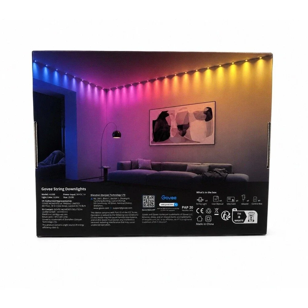 Govee RGBIC String Downlights Smart LED 9. 8ft Lights Works w Alexa Music Sync